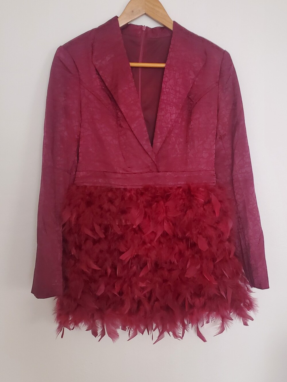 Women's Red Feather Mini Dress